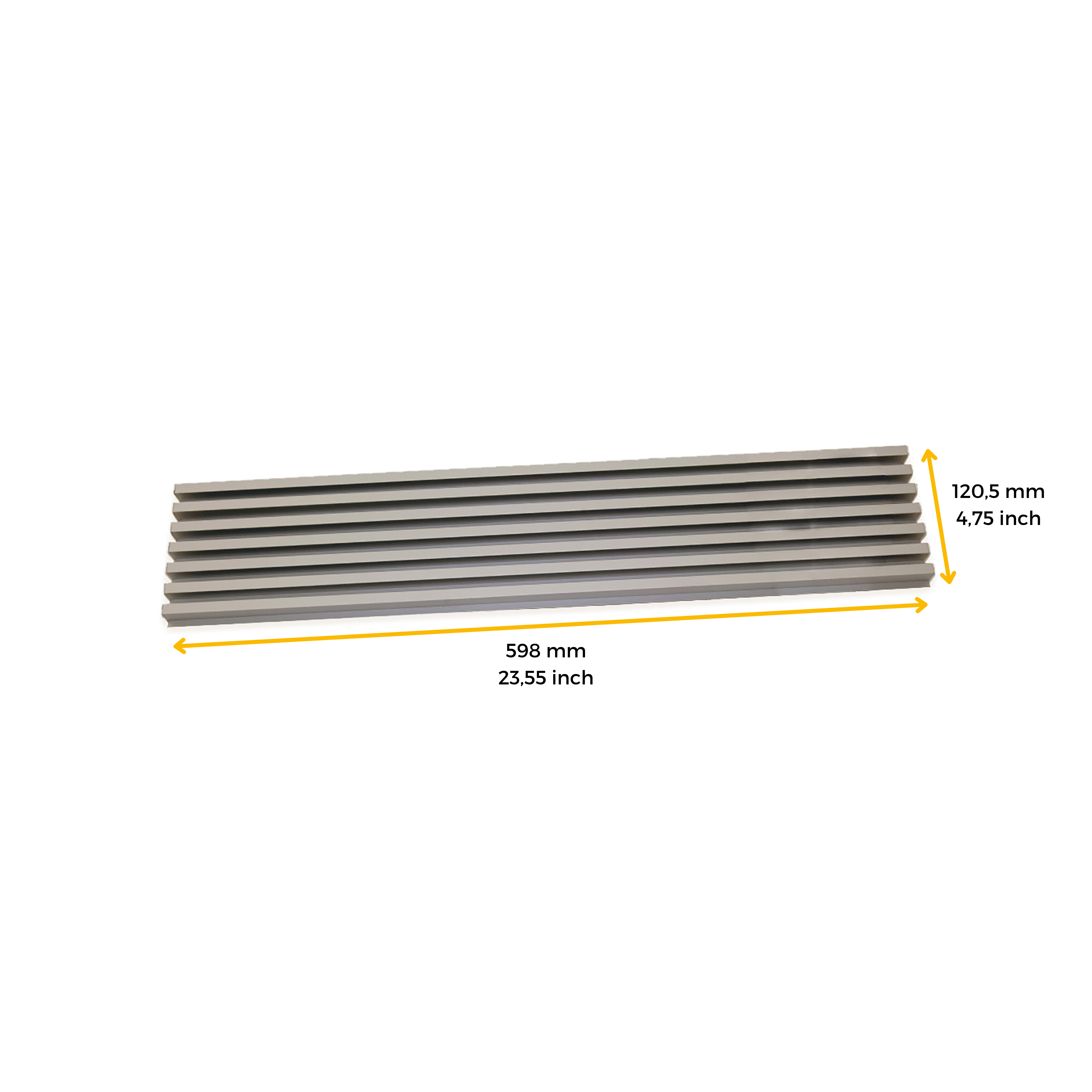 Oven ventilation grill, module 600mm, Plastic and Aluminium, Stainless  steel anodised