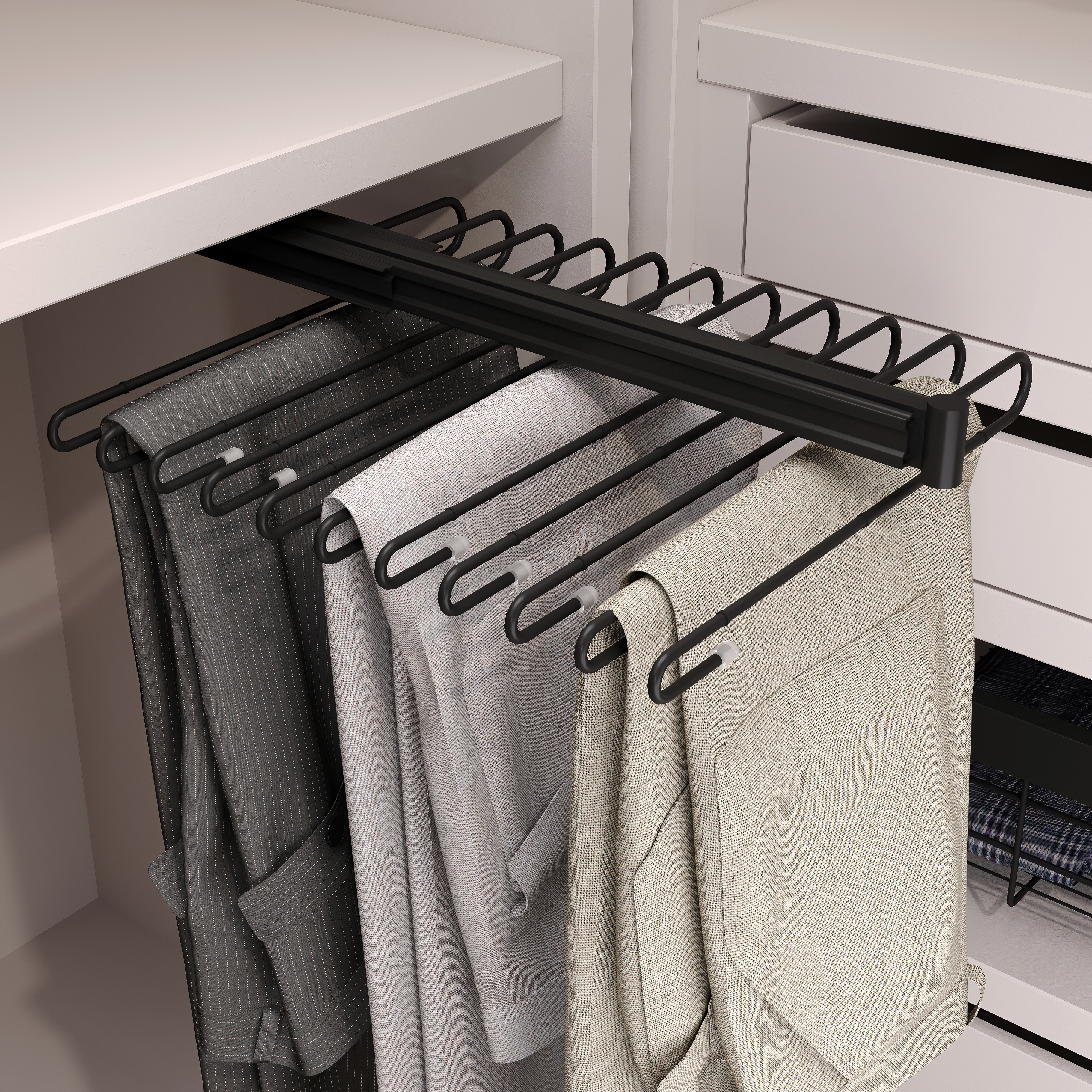 KOMPLEMENT pullout trousers hanger 93x344x5 cm in grey  3D Warehouse